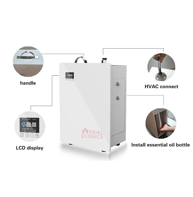 The AE-5000F Aroma Oil Diffuser is the ultimate in fragrance diffusion. Its extensive coverage area ensures your entire room is filled with fragrance, and its powerful import air pump lasts for 8,000+ hours. Reliable HD LCD touch control screen, optional mobile WIFI and strong built-in fan make it easy to adjust to your needs. Plus, the aluminum handle makes installation effortless.