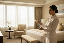 Aerial Essence - Hotel Suite Application Shot with Clear Product